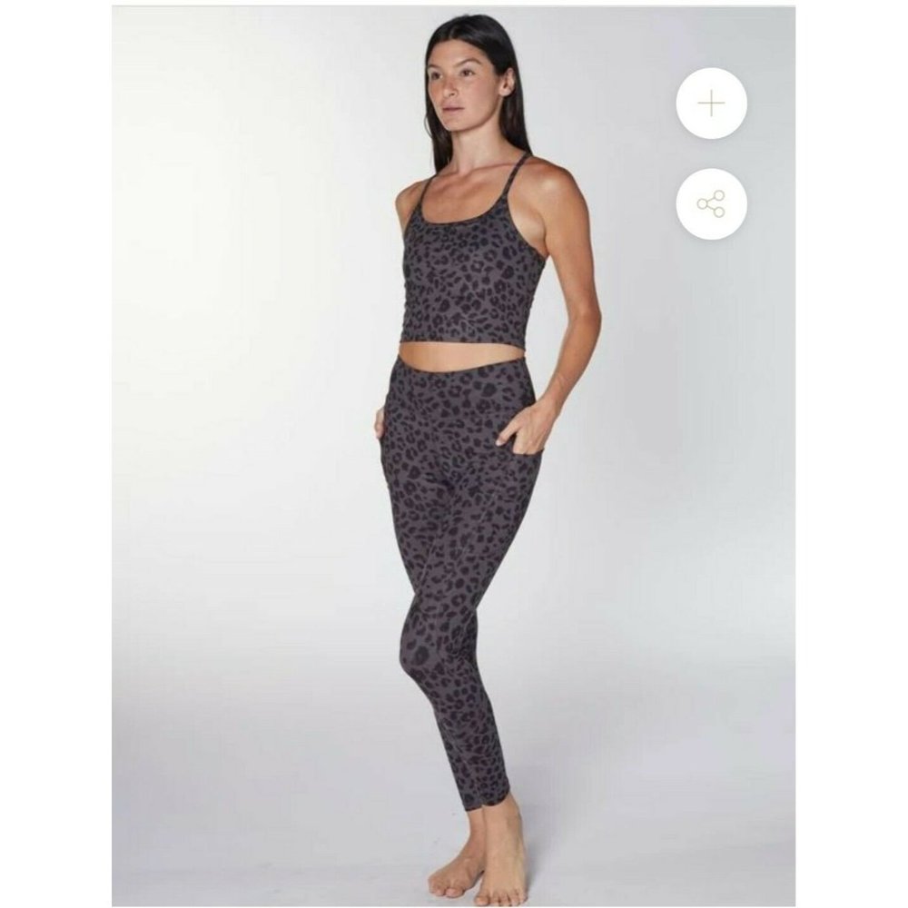 NWT X by Gottex Luxe Peach Skin Collection LEOPARD CAMI BRA AND HALEY LEGGING SM
